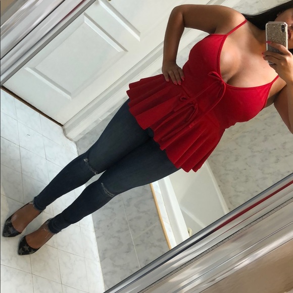 Red Peplum top - Picture 5 of 6